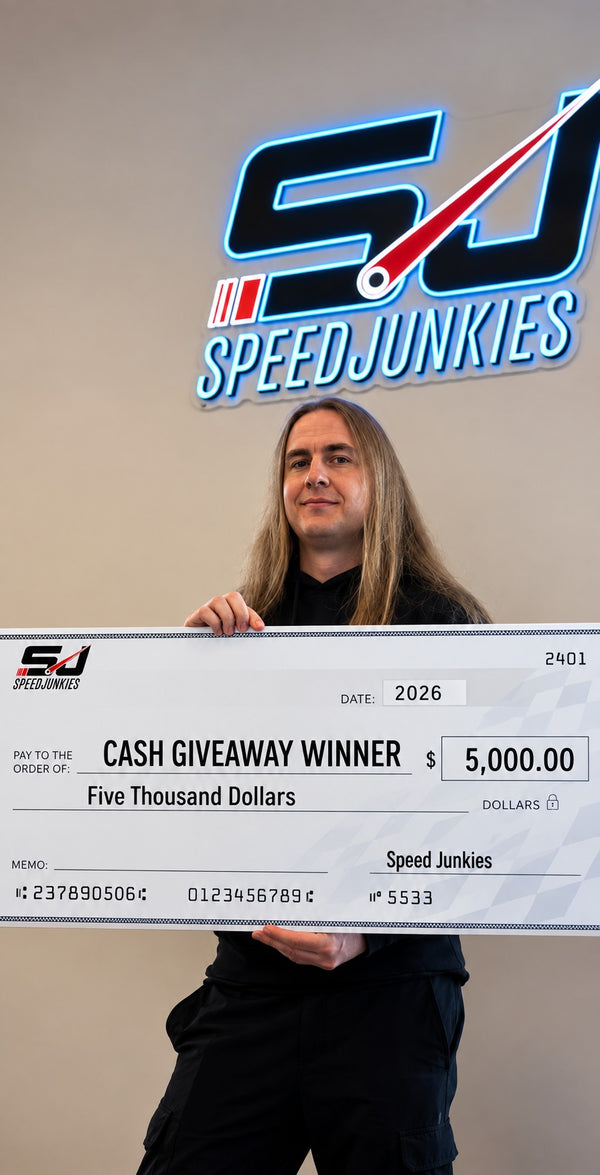 Scott F. of Camas, Washington with the Supercharged C6 Z06 and $5,000 cash he won in a Speed Junkies HQ giveaway, drawn May 7, 2026.